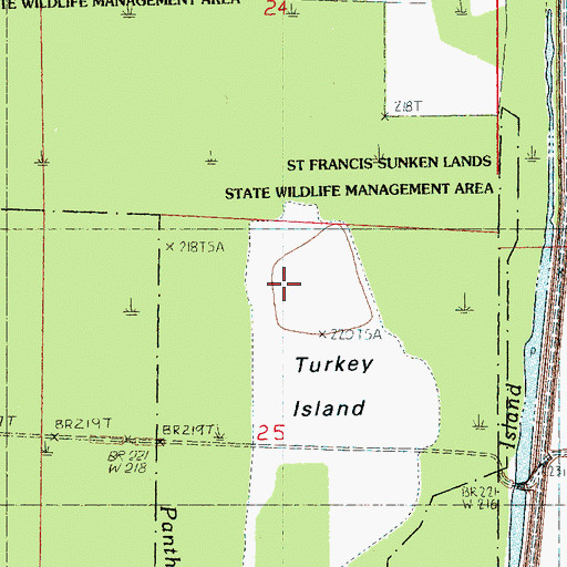 Topographic Map of Turkey Island, AR