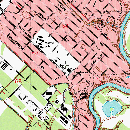 Topographic Map of Broadmoor Park, LA