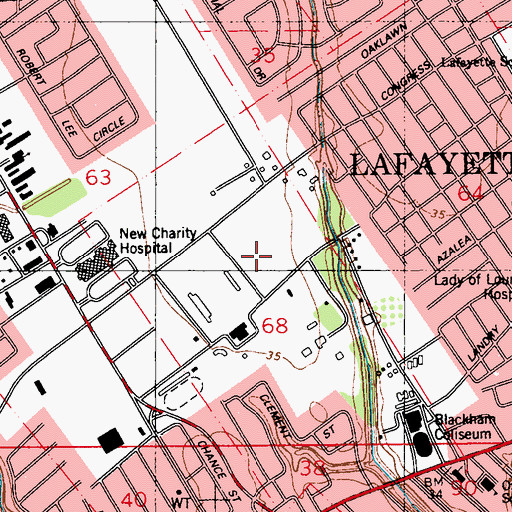 Topographic Map of Cajundome, LA