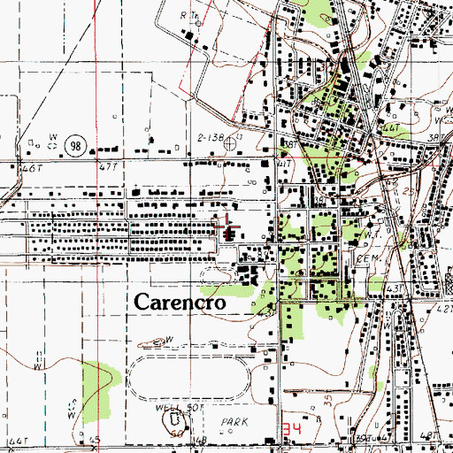 Topographic Map of Carencro Catholic School, LA