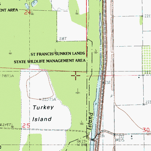 Topographic Map of Turkey Island Slough, AR