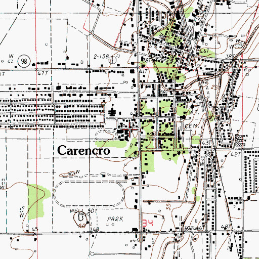 Topographic Map of Carencro Middle School, LA