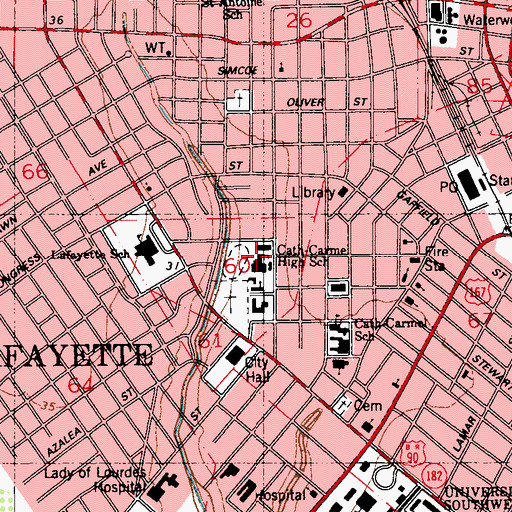 Topographic Map of CATHEDRAL-CARMEL SCHOOL, LA