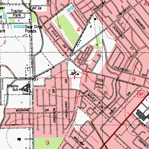 Topographic Map of Chargois Park, LA
