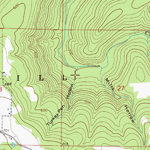 Topographic Map of Turkey Pen Hollow, AR