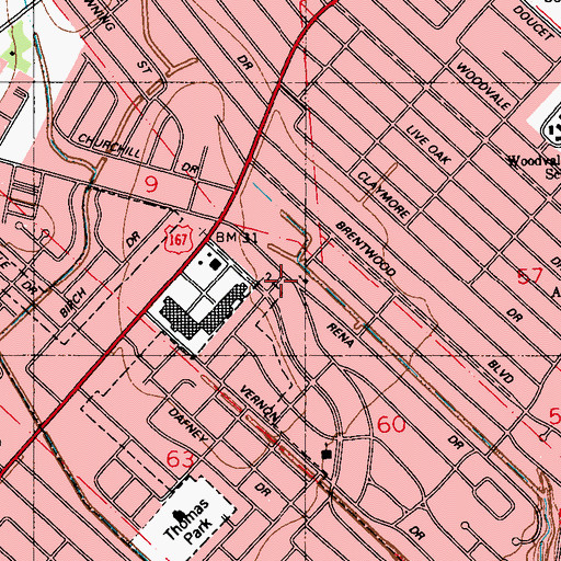 Topographic Map of Community Church of God, LA