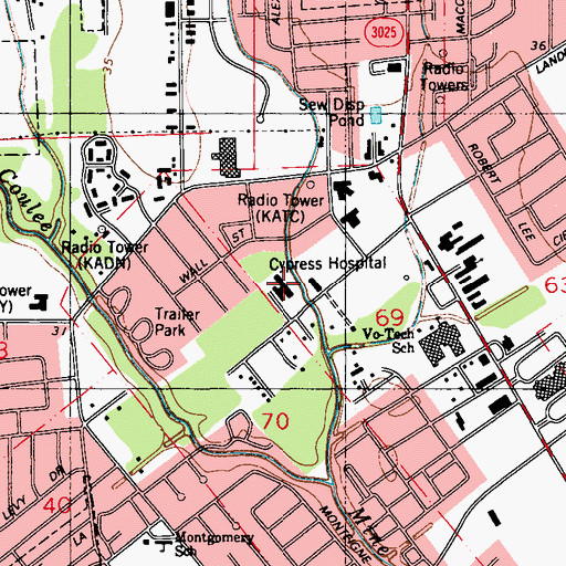 Topographic Map of Charter Cypress Hospital, LA
