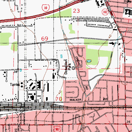Topographic Map of Debaillon Park, LA