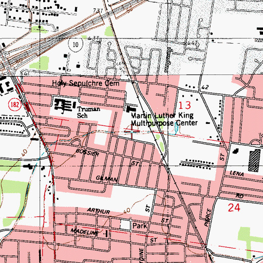 Topographic Map of Donlon Park, LA
