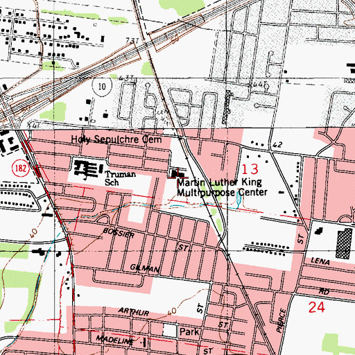 Topographic Map of Dorsey Park, LA
