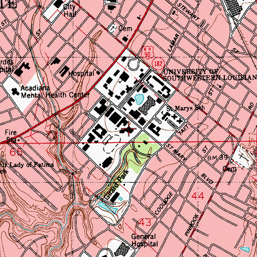 Topographic Map of Earl K Long Gymnasium, LA