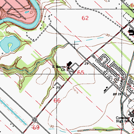 Topographic Map of East Bayou Baptist Church, LA