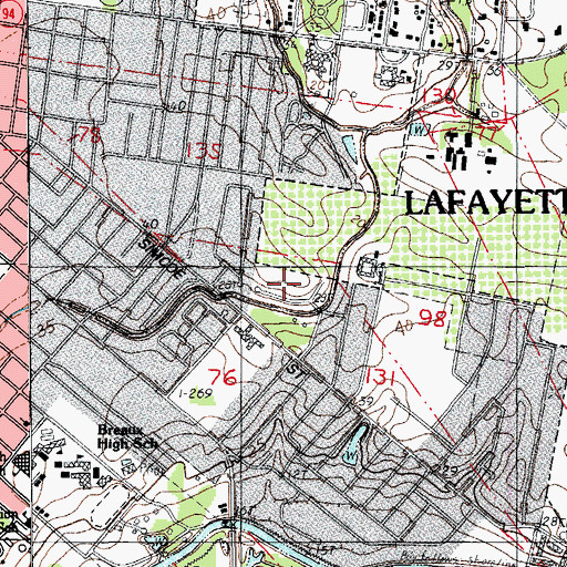 Topographic Map of F E 'Pa' Davis Park, LA