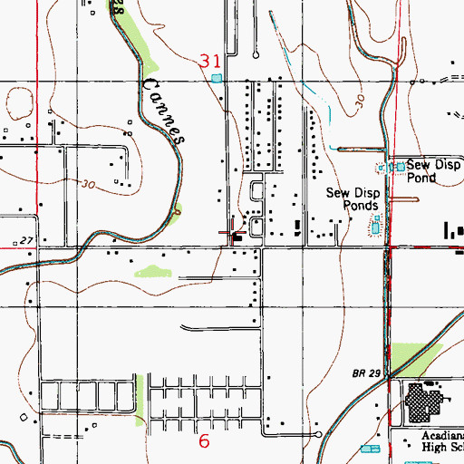 Topographic Map of Family Life Christian Fellowship, LA