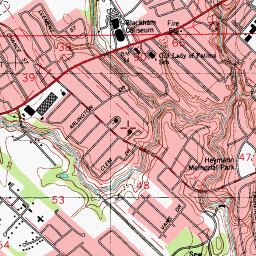 Topographic Map of First Assembly of God Church, LA