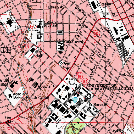 Topographic Map of First Presbyterian Church, LA