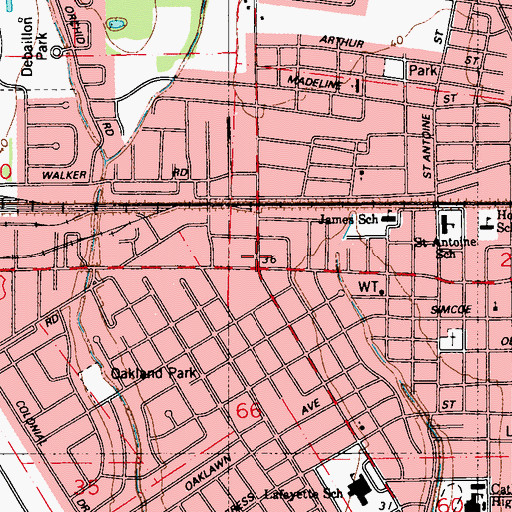 Topographic Map of Four Corners Shopping Center, LA