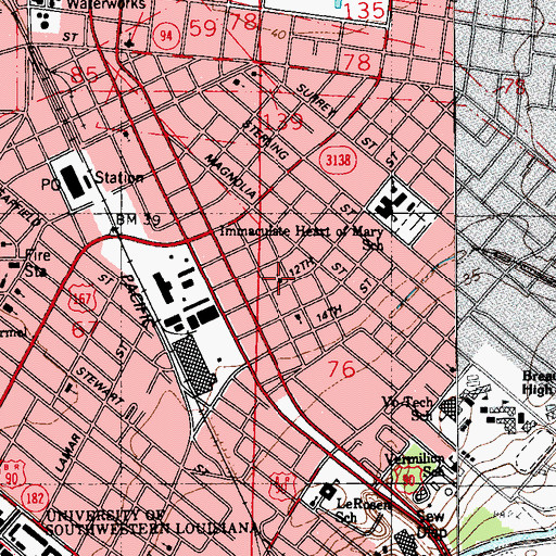 Topographic Map of Gethsemane Church of God in Christ, LA