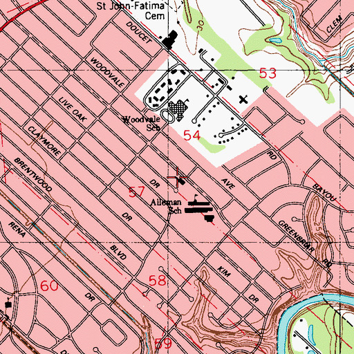 Topographic Map of Grace Presbyterian Church, LA
