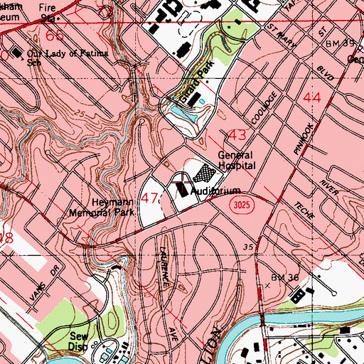 Topographic Map of Heymann Performing Arts and Convention Center, LA