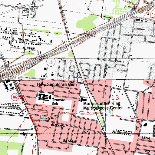 Topographic Map of Holy Sepulchre Cemetery, LA