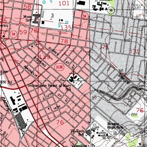 Topographic Map of Immaculate Heart of Mary Catholic Church, LA