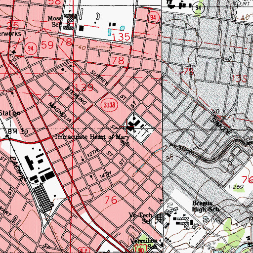 Topographic Map of Immaculate Heart of Mary School, LA