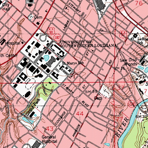Topographic Map of Islamic Center of Lafayette School, LA