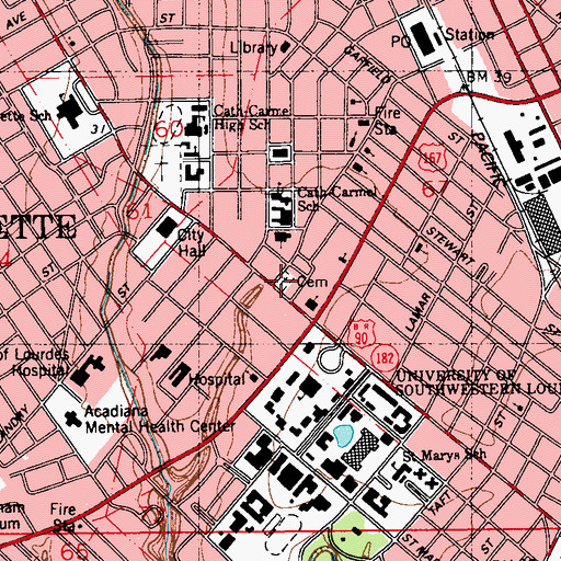 Topographic Map of Jewish Cemetery, LA