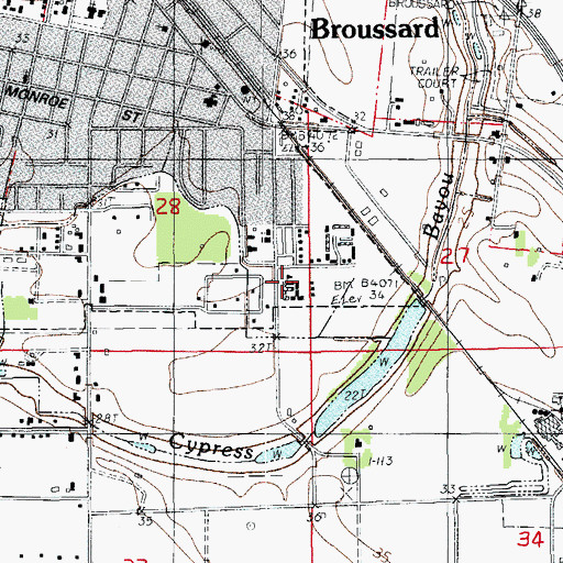 Topographic Map of Katherine Drexel Elementary School, LA
