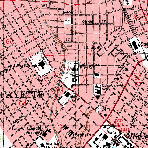 Topographic Map of L'eglise Saint Jean Du Vermilion (historical), LA