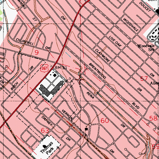 Topographic Map of Lafayette Seventh Day Adventist Church, LA