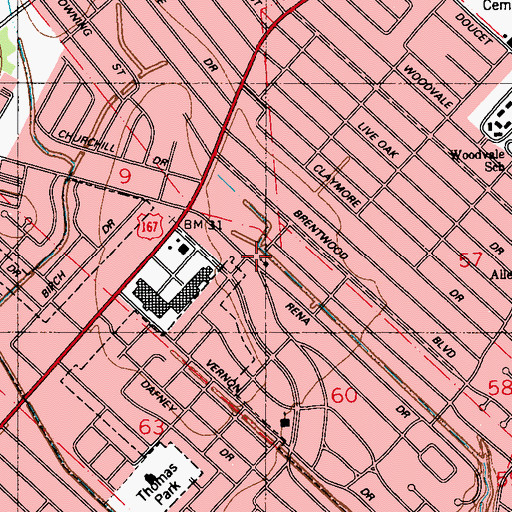 Topographic Map of Lafayette Seventh Day Adventist School, LA