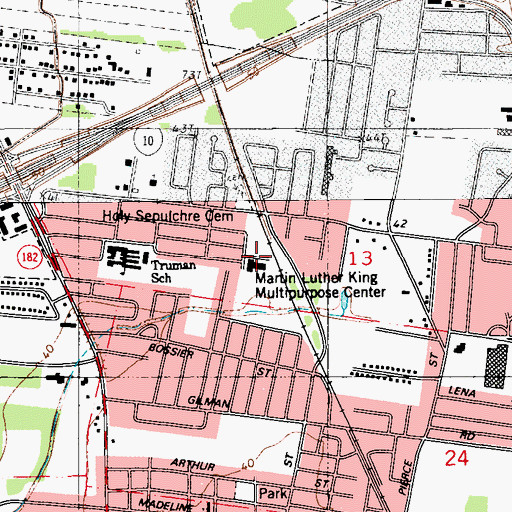 Topographic Map of Martin Luther King Multipurpose Center, LA