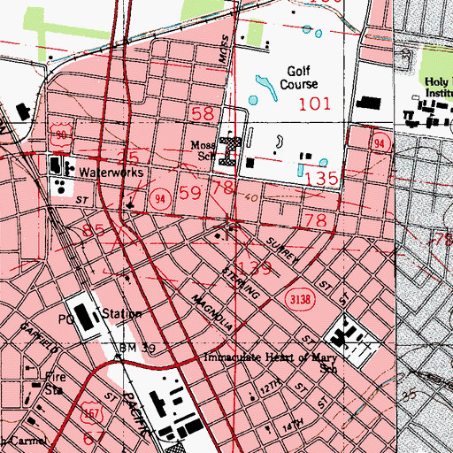 Topographic Map of Northside Baptist Church, LA