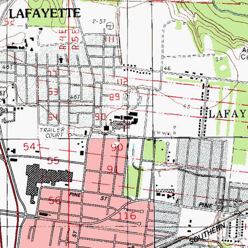 Topographic Map of Northside High School, LA