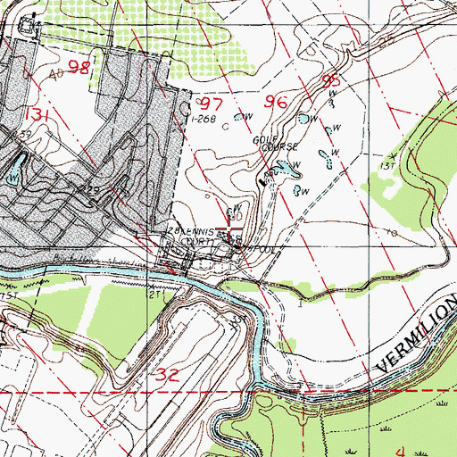 Topographic Map of Oakbourne Country Club, LA