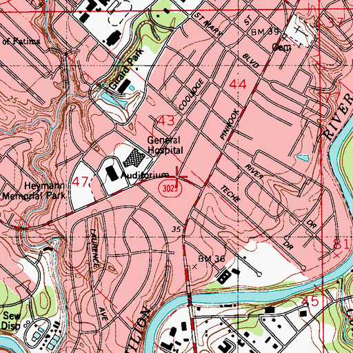 Topographic Map of Oil Center Shopping Village, LA