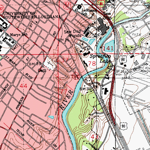 Topographic Map of Ostrich Park, LA