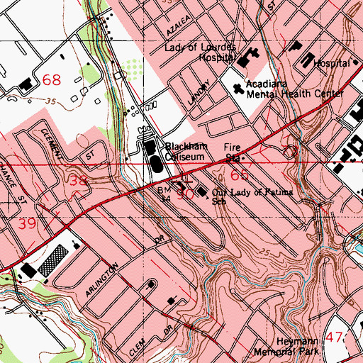 Topographic Map of Our Lady of Fatima Catholic Church, LA
