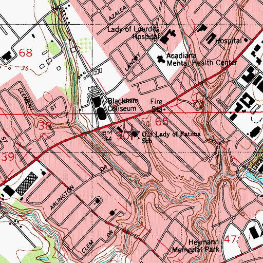 Topographic Map of OUR LADY OF FATIMA SCHOOL, LA