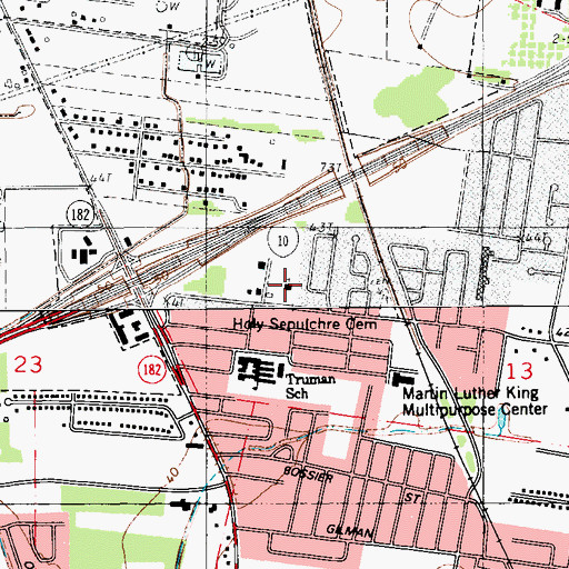 Topographic Map of Our Lady Queen of Peace Catholic Church, LA