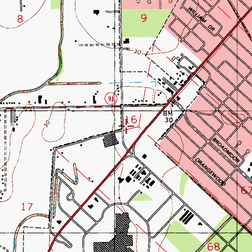 Topographic Map of Reading Research School, LA