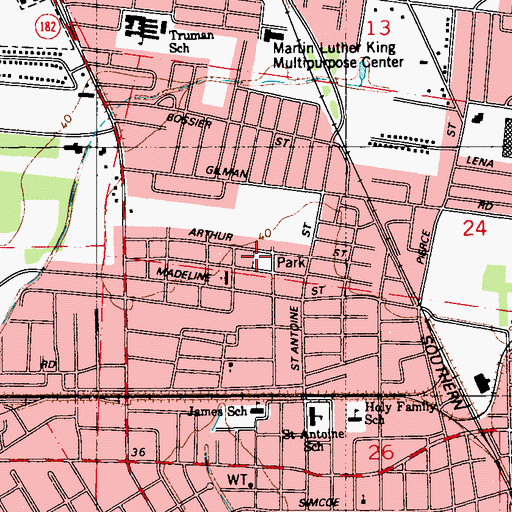 Topographic Map of Saint Anthony Park, LA