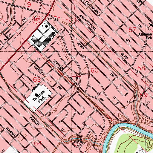 Topographic Map of Saint Barnabas Episcopal Church, LA