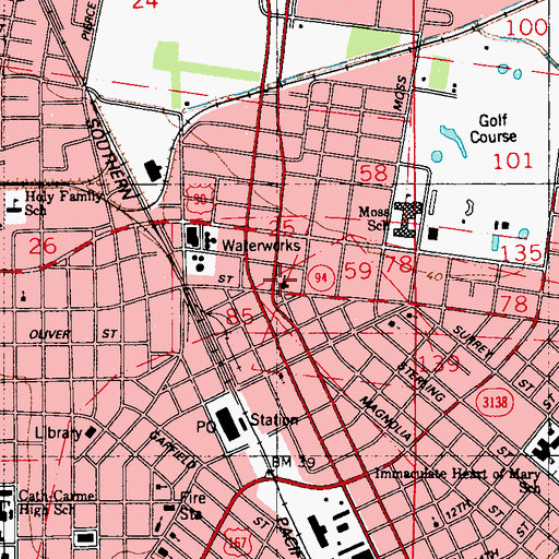 Topographic Map of Saint Genevieve Catholic Church, LA