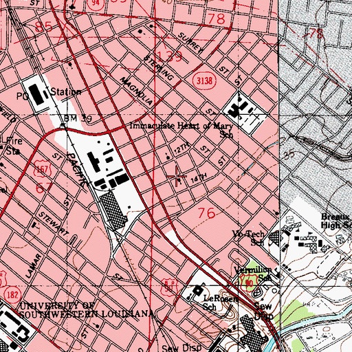 Topographic Map of Saint James Baptist Church, LA