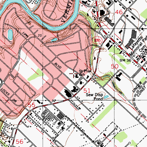 Topographic Map of Saint Pius Elementary School, LA