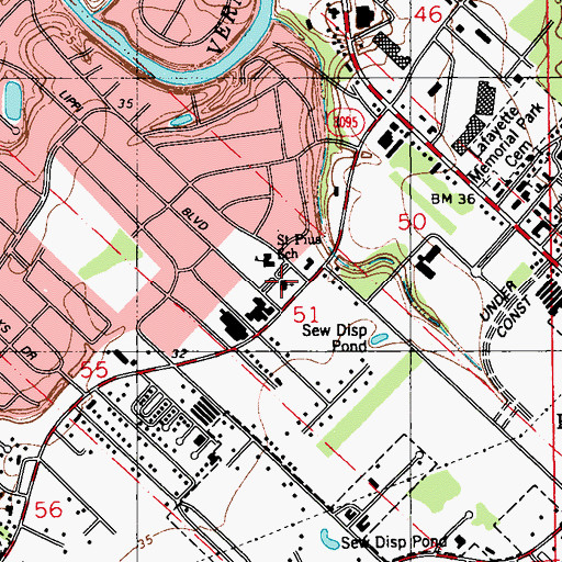 Topographic Map of Saint Pius X Catholic Church, LA