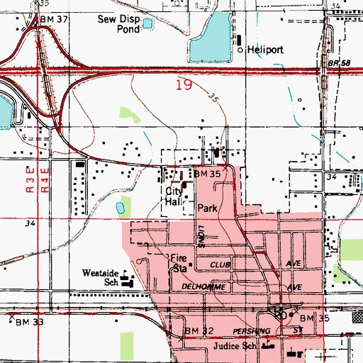 Topographic Map of Scott City Hall, LA